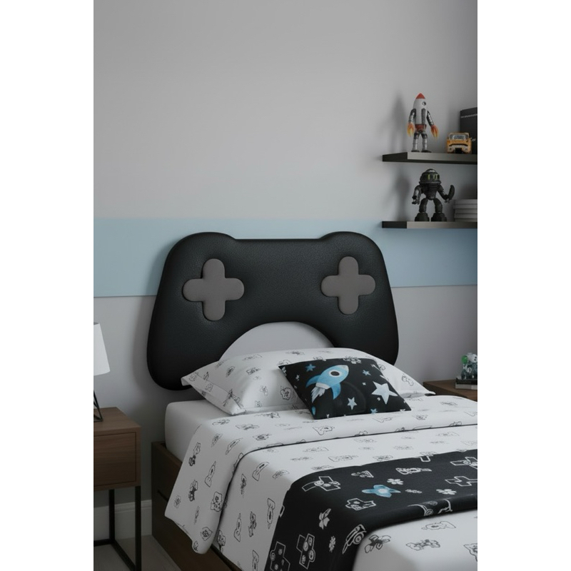 Cabeceira Gamer Controle Videogame Estofada Corano Fácil Limpeza 100x70 Quarto Menino Dec…