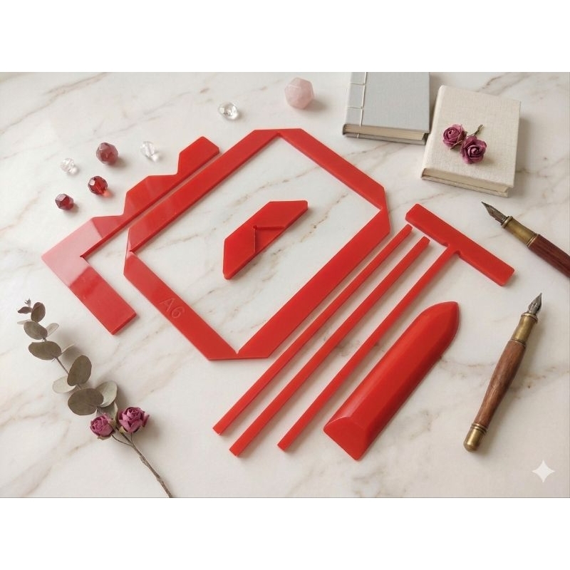 Kit de Réguas para Encadernação e Cartonagem A6 – Ferramentas de Precisão para Scrapbook e Artesanato