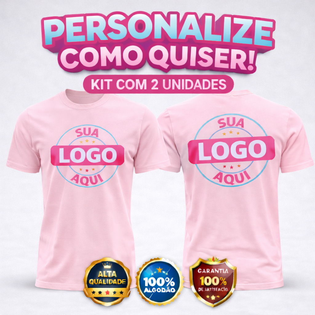 CAMISA UNISSEX COM 100% ALGODÃO ESTAMPADA SUA FRASE ART LOGO UNIFORME FOTO PERSONALIZADA CONFORTAVEL