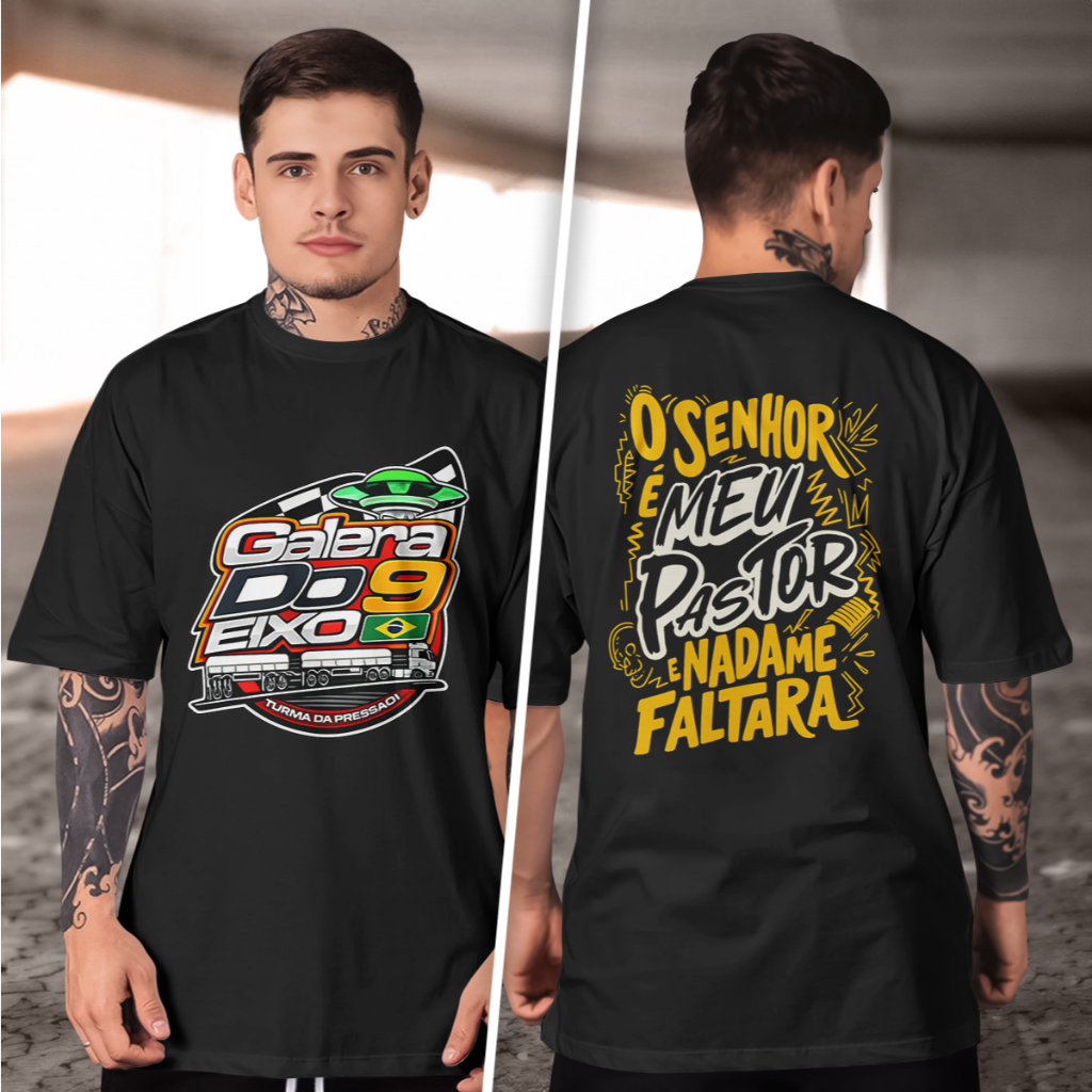 Camiseta GALERA DO 9 EIXO ROTA 262  SENHOR E MEU PASTOR NADA ME FALTRA conforto e estilo 100% Algodão