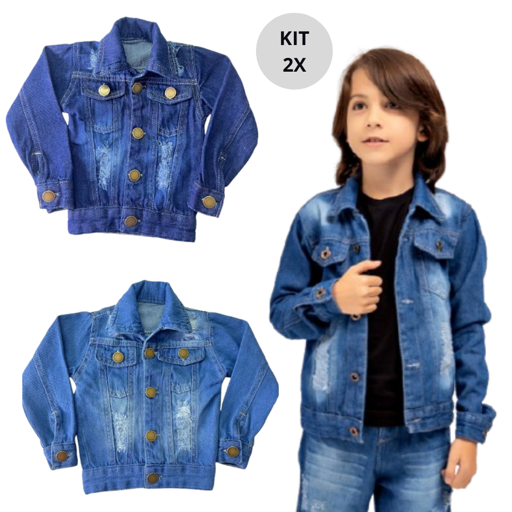 Kit 2 Jaquetas Jeans Infantil e Juvenil Menino Estilo Conforto e Alta Durabilidade
