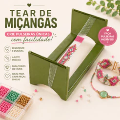 Tear de Miçangas Compacto para Pulseiras | Bead Loom para Artesanato e Bijuterias