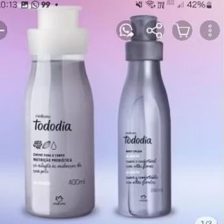 kit Tododia Algodão hidratante  400ml e SPLASH 200ml tododia pera com melissa.