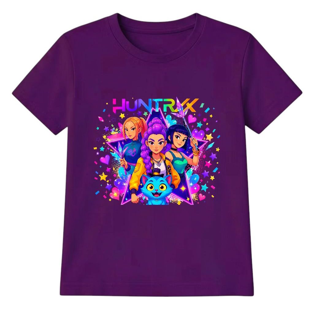 Camiseta Infantil Huntrix  Guerreiras K Pop Menina Tendência Juvenil