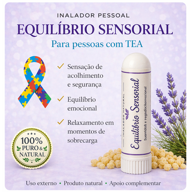 Inalador Sensorial & Bem-Estar TEA | Autismo I Aromaterapia para Conforto, Ansiedade e Regulação Emocional - Lavanda