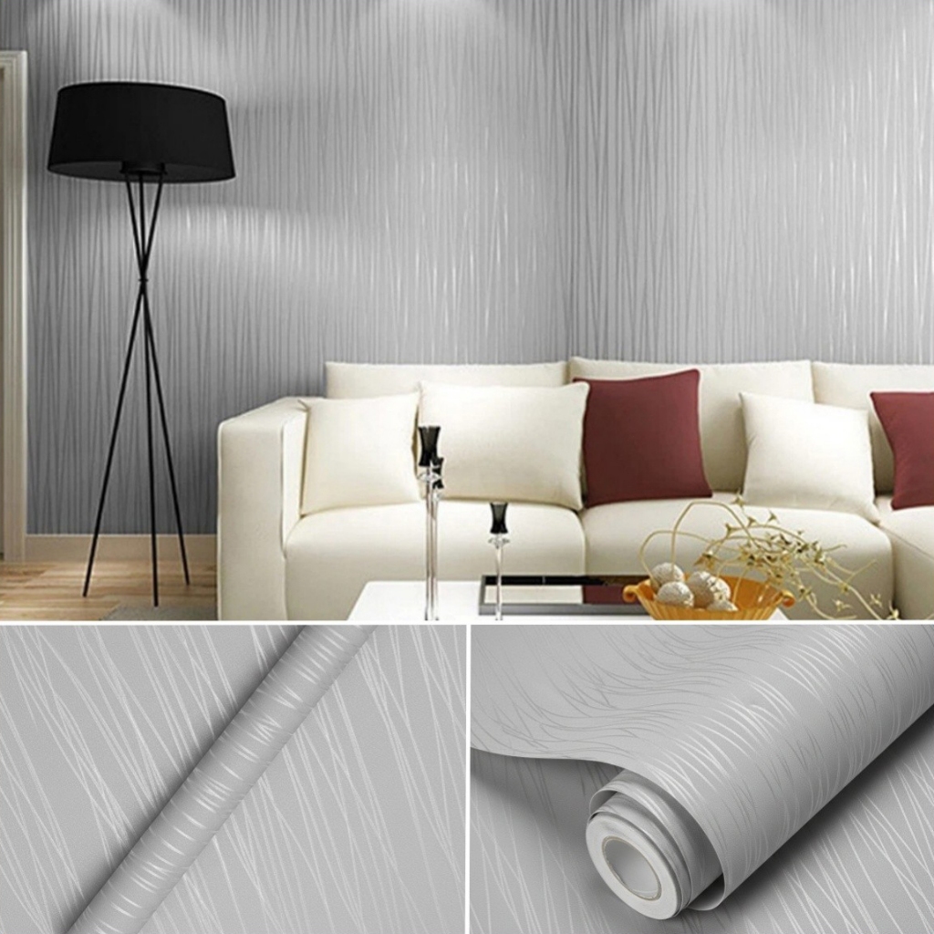 Papel De Parede Moderno Listrado 3D Em Relevo Para Sala De Estar, Quarto 5metros X 45cm Cinza Claro