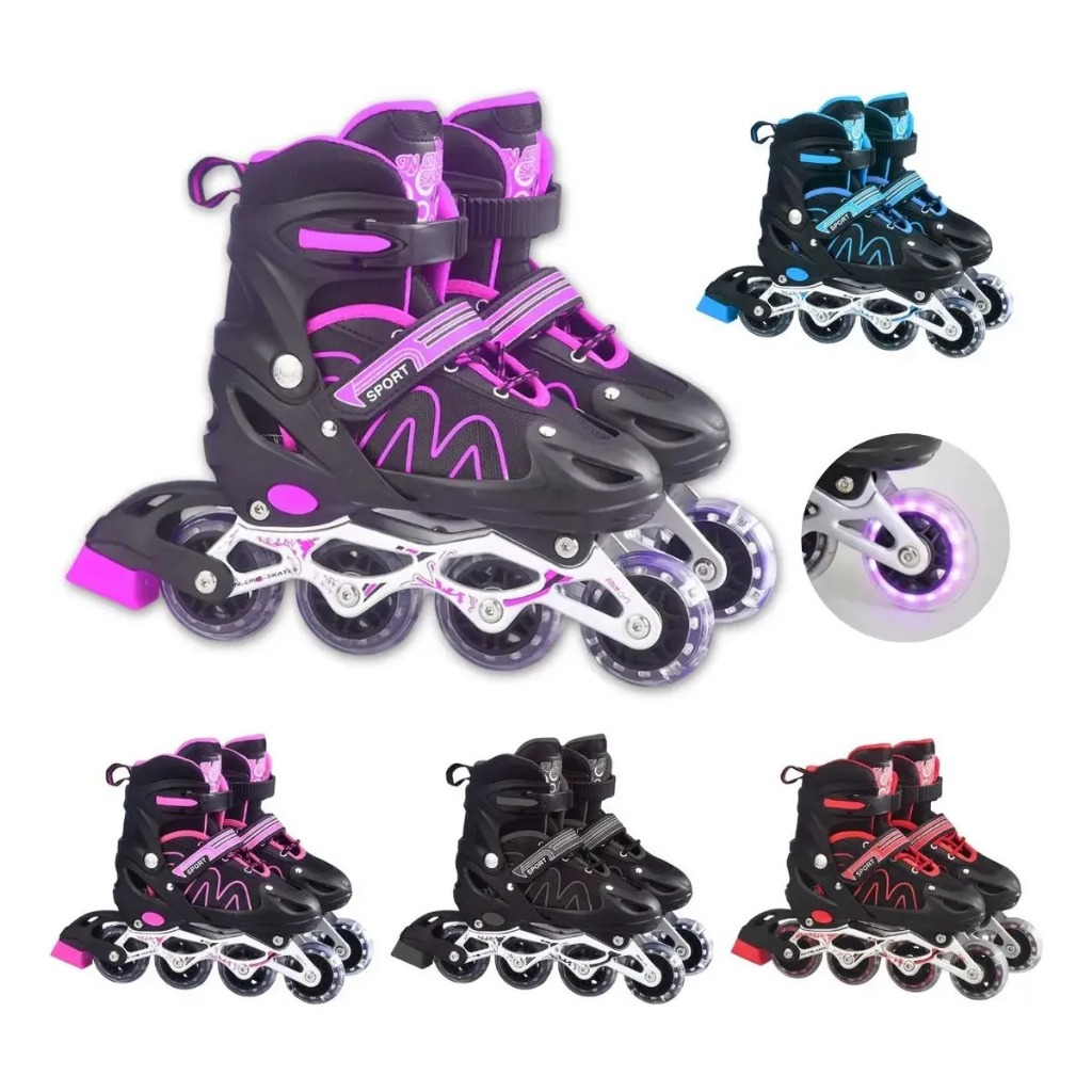 Patins Roller In Line Ajustável 32-36 / 36-40 + Led! Melhor Preço!!