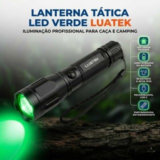 Lanterna Tática LED com Luz Verde – Suporte de Fixação e Alto Desempenho (LT-410)