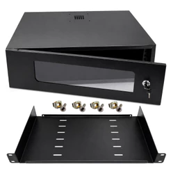 Mini Rack 3u 350mm 19'' Econômico + Bandeja Frontal 250mm - MAX ELETRON - Para CFTV/Servidor/TI e Acessórios Intelbras