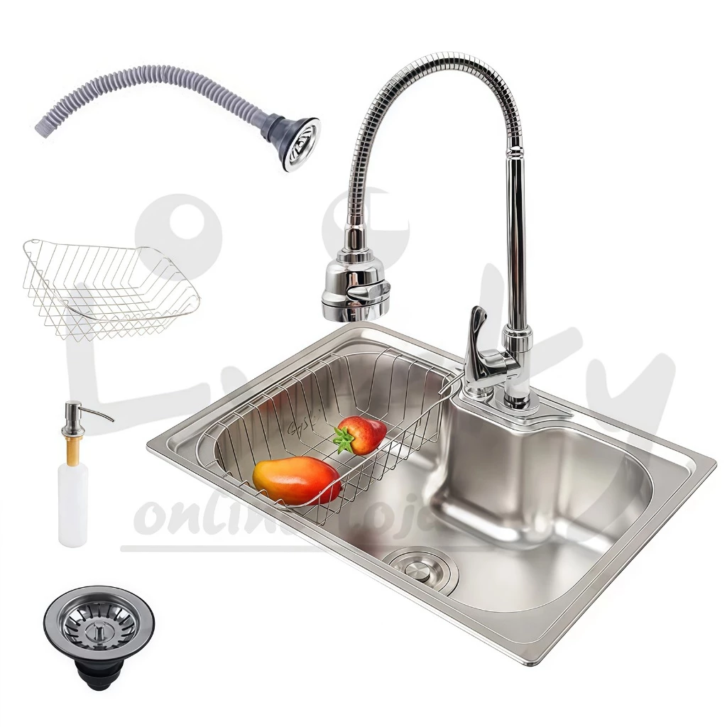 Cuba Cozinha Gourmet Pia Aço 304  Inox Acessórios e tubo de descarga Embutir 50/60 x42 x 21 cm — imagem 1