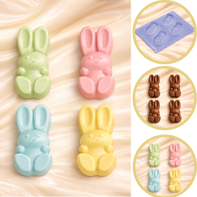 1~5 Forma silicone p/chocolate bombom coelhinho  P1058 porto lançamento páscoa 2025 (CHOCO)