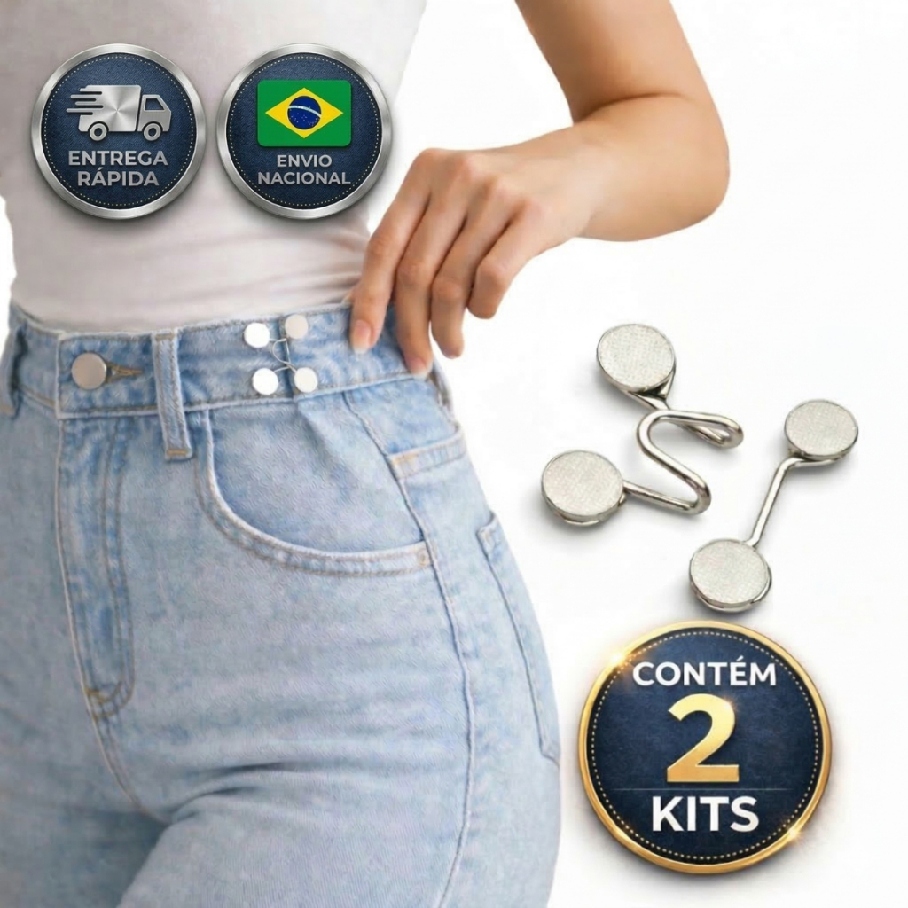 Kit com 2 Botão Ajustador de Cintura Para Apertar Calça Jeans Acessório para Calça Envio Nacional