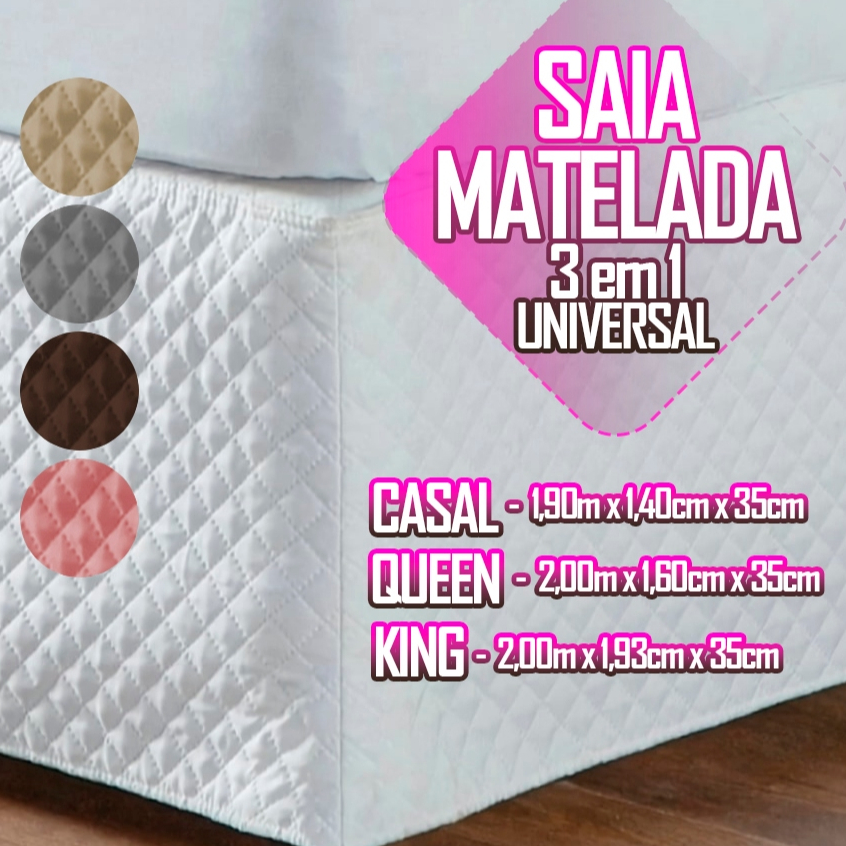 Saia 3 Em 1 Com Regulagem Ajustável Cabeceira Cama Box Colchobox Matelada Casal Queen King