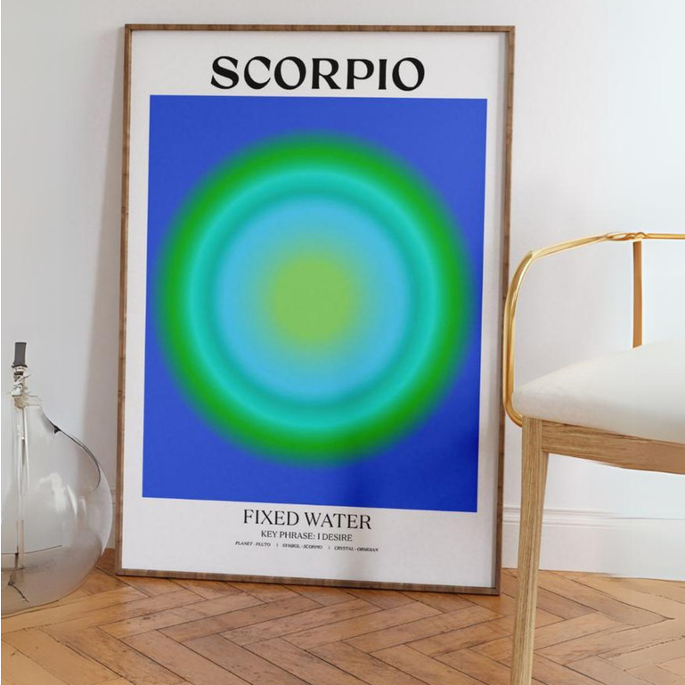 Quadro Decorativo Moderno com Moldura para Sala Quarto Escritório - Signo Scorpio Aesthetic