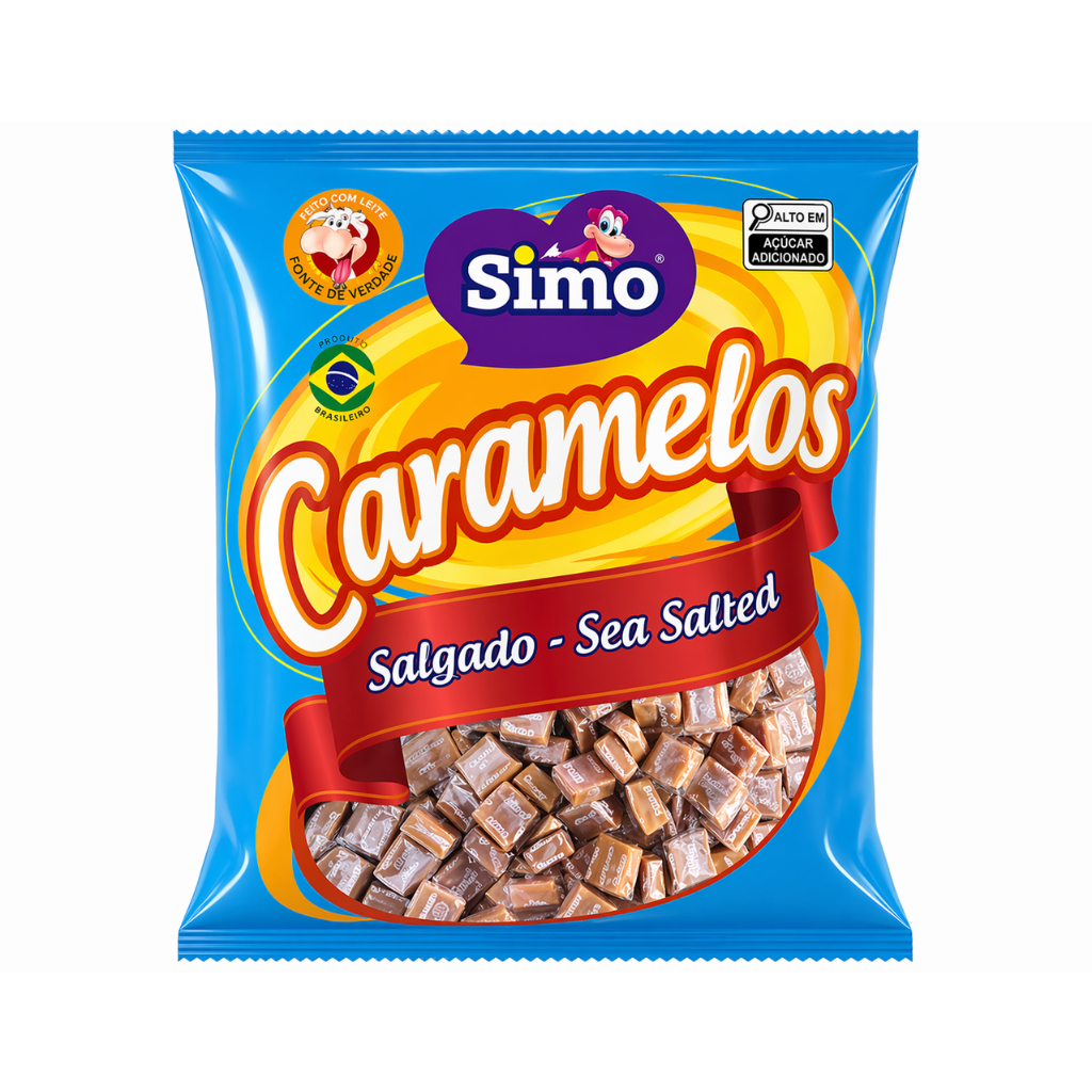 Bala Sabor Caramelo Salgado Tradicional Mastigável Simonetto Pacote 500g