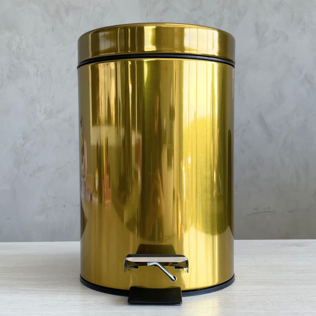 Cesto de Lixo Lixeira 3 Litros com Pedal Dourada Ouro para Cozinha Banheiro Lavabo Casa Golden