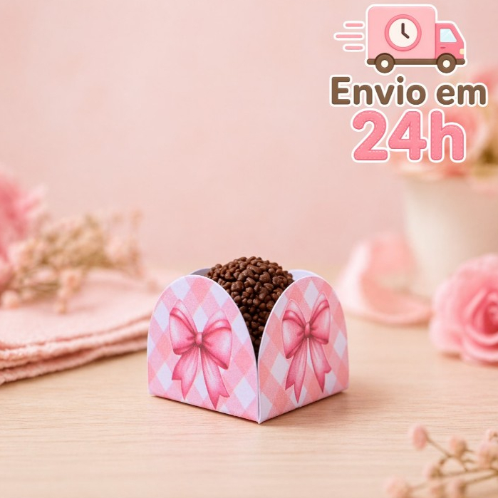 Forminha de Doces Personalizada no tema Laço Rosa Lembrancinha de Aniversário - Decoração