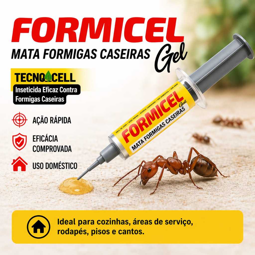 Formicel Gel Mata Formigas 10g Inse Eficaz Elimina Ninho Ação Rápida