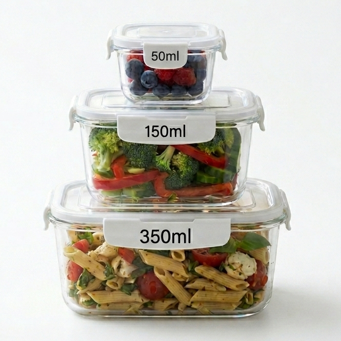 Kit 3 Potes Herméticos Organizador Cozinha Porta Mantimentos Acrílico Empilhável BPA Free 4 Travas