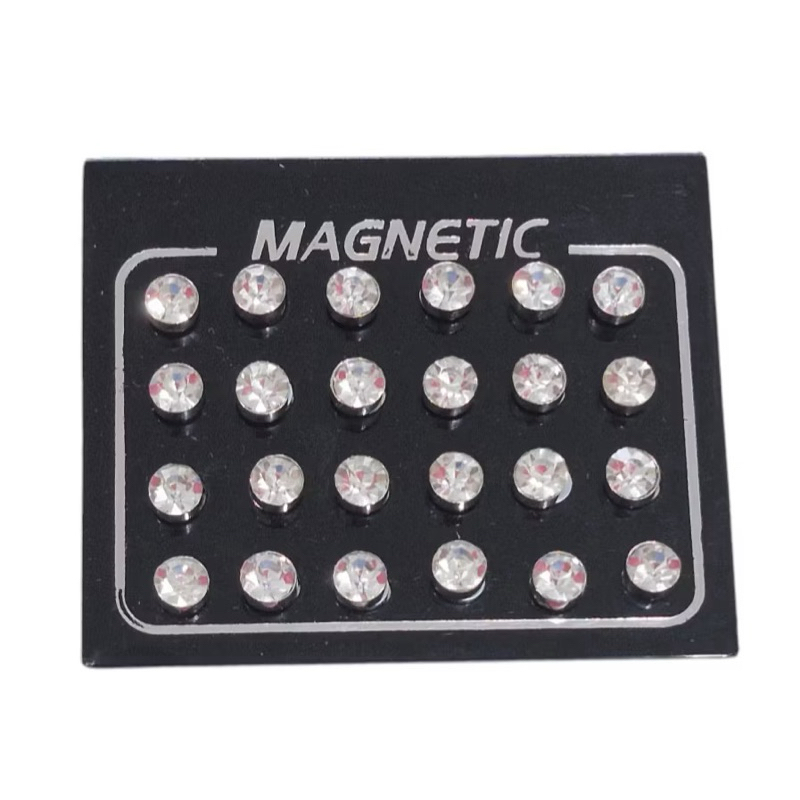 Brinco de pressão imã ponto de luz zircônia magnético masculino feminino