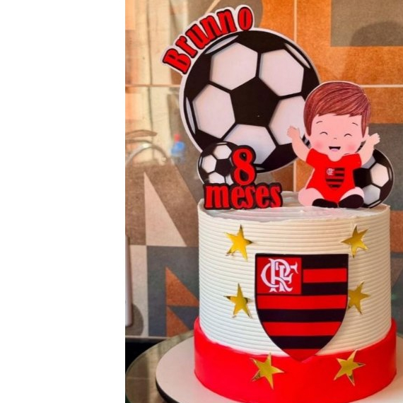 Topo de Bolo Flamengo 3D Personalizado com Nome - em papel fotografico glossy 180g e Lamicote 180g - Aniversário