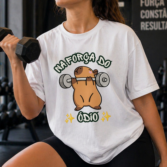 Camiseta T-Shirt Capivara Feminina Treino Academia Algodão Premium Confortavel