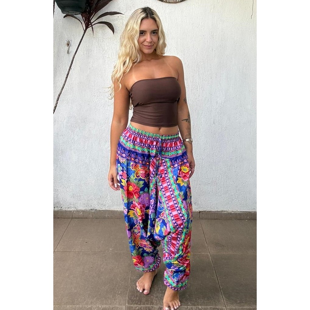 Calça De Seda Indiana Saruel Estampada florais