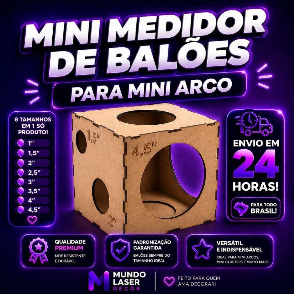 Medidor Balão MDF Pequeno Gabarito Bexiga Acabamentos Mini Festa Decoração Precisão