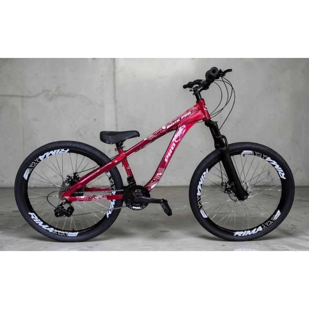 Bicicleta Aro 26 PRO-X Rustic PRO Vermelho Freeride 21v Aro Vmaxx Freio a Disco Pneu Flame