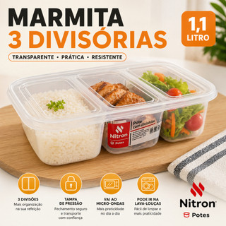 Kit Potes Com três Divisórias Marmiteira Porta Marmita