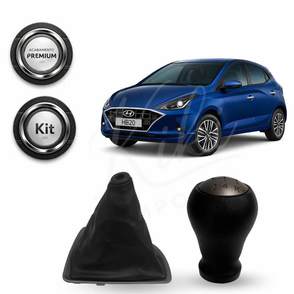 Kit Manopla e Coifa De Câmbio Hyundai HB20 2012 A 2019 1.0 Couro Ecológico Premium