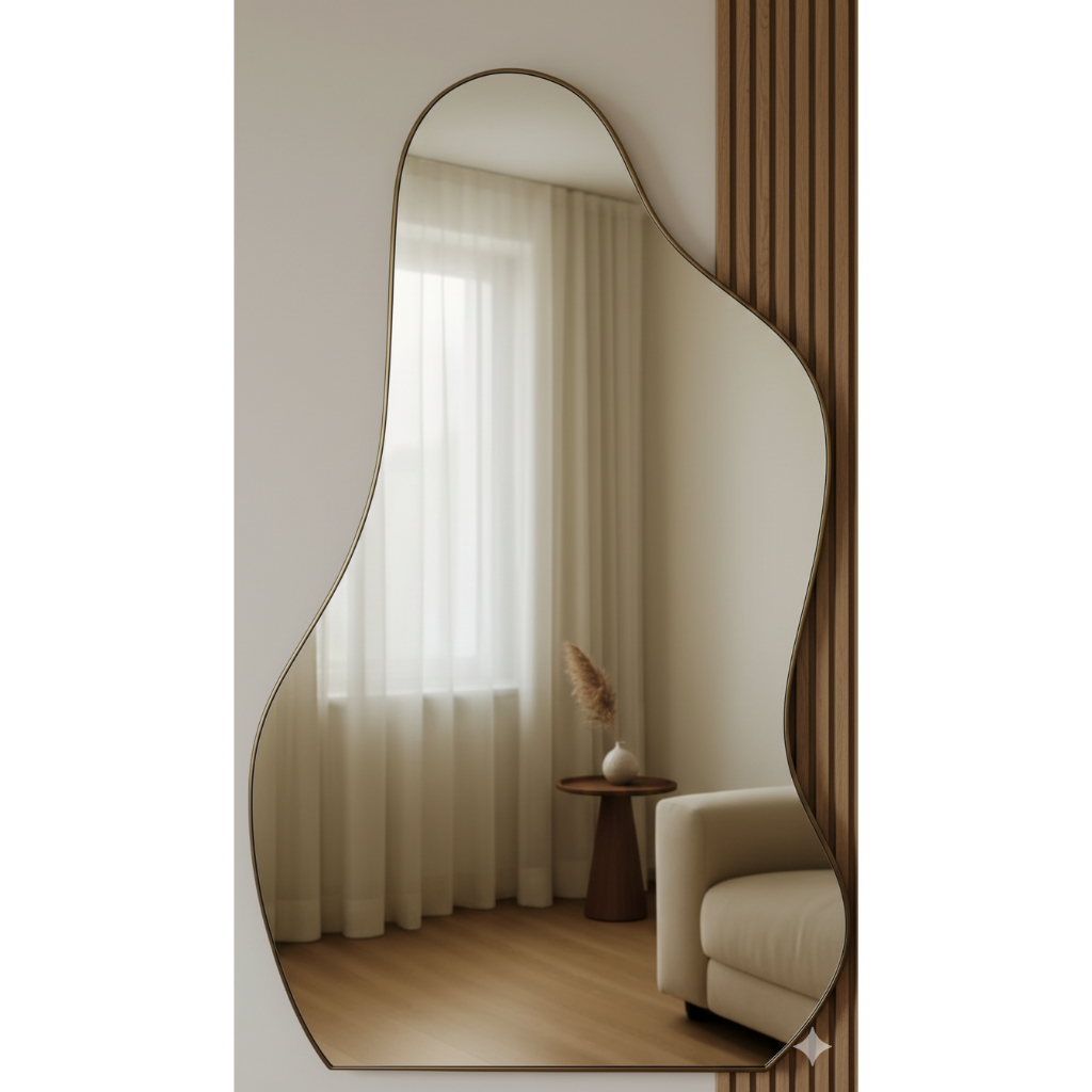 Espelho Orgânico 80x50 Veneza Moderno Com Couro Luxo · foto 2
