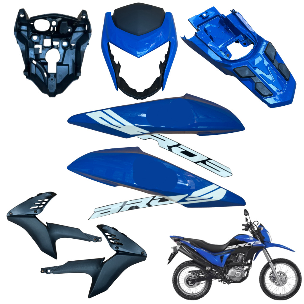 Kit Carenagem Nxr Bros 160 2016 Até 2021 Asa Tanque Máscara Frontal Aranha Painel Rabeta Paralama