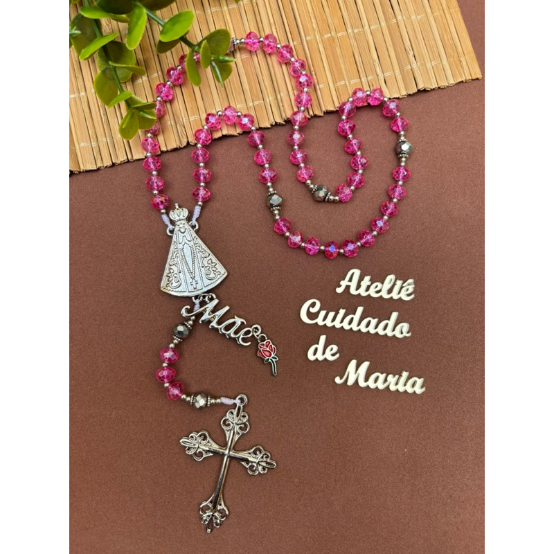 Terço Nossa Senhora Aparecida - Mãe - Terço Católico Artesanal Personalizado - Dia das Mães - Rosario Fé Devoção