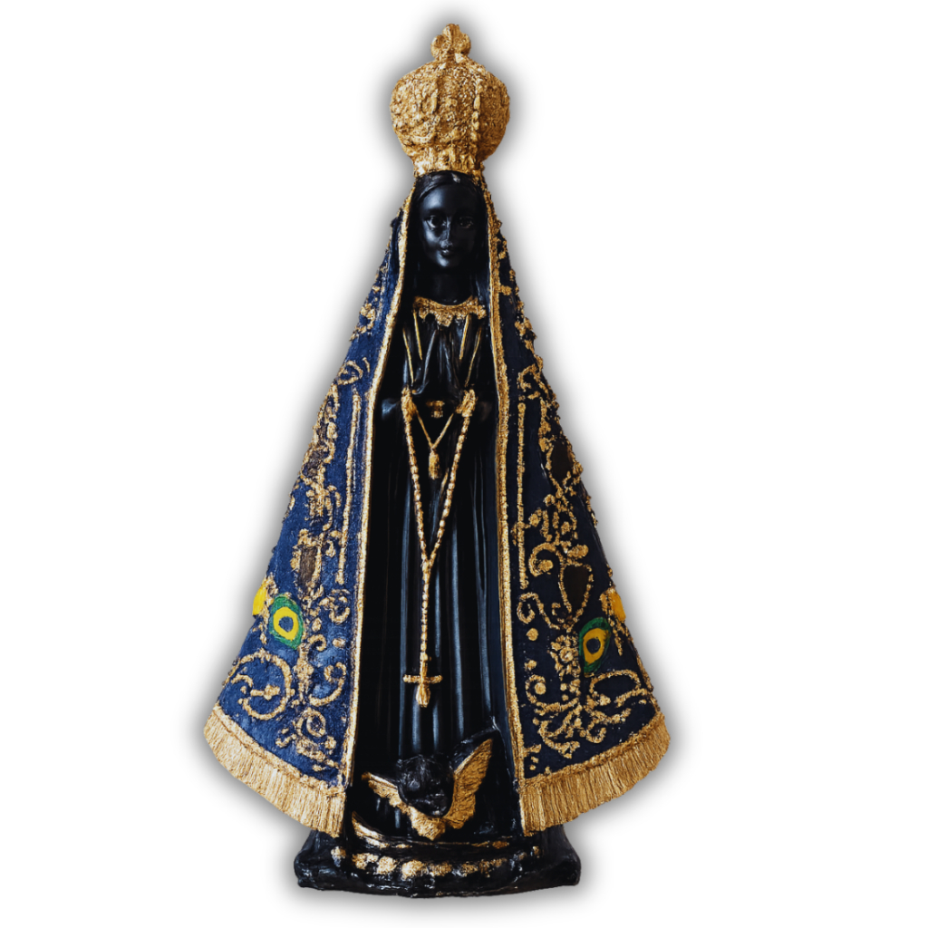 Imagem Nossa Senhora Aparecida em Resina 22cm | Decoração Religiosa com Detalhes Dourados