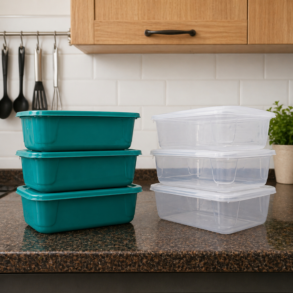 Potes Plástico 4L Resistente Com 3 Unidades Organização Cozinha Geladeira