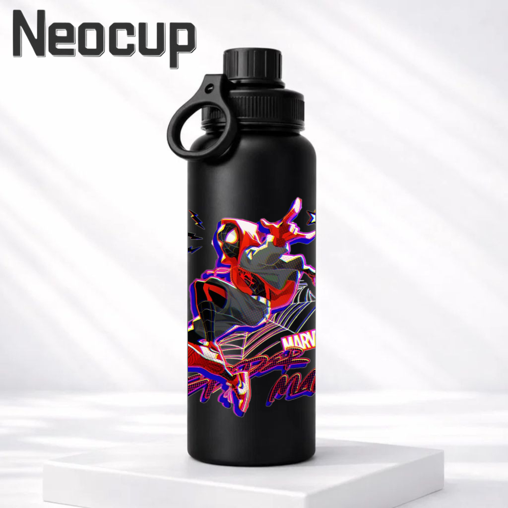 Garrafa Térmica Aço Inoxidavel 304 Homem Aranha Spider man Super heróis com tampa e Alça 600ml