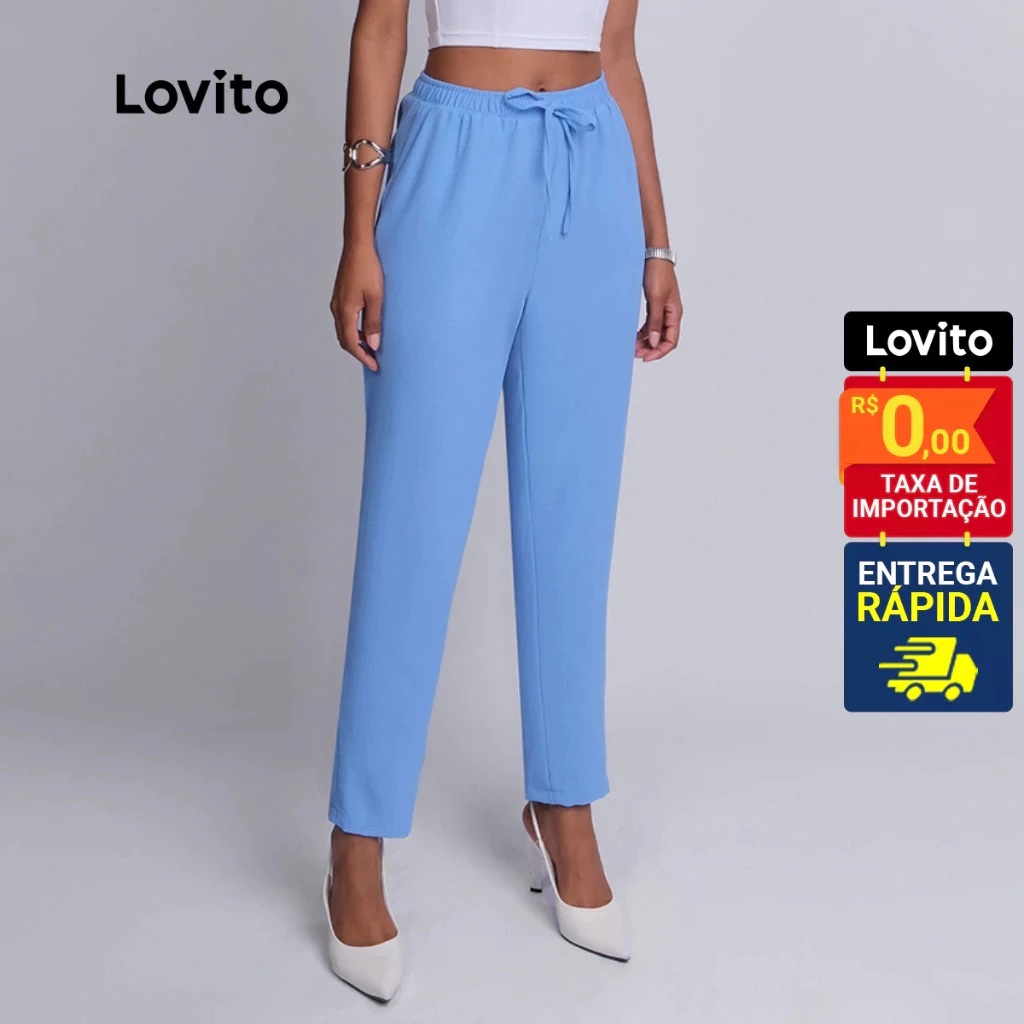 Lovito Calça de Tecido Plano com Elástico na Cintura BRPTB470BRL500