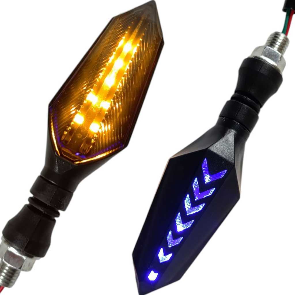 Par Pisca Seta Sequencial Led Universal Cb 300 Xre 300 Bros 150 160 Ybr 125 Azul Arrow