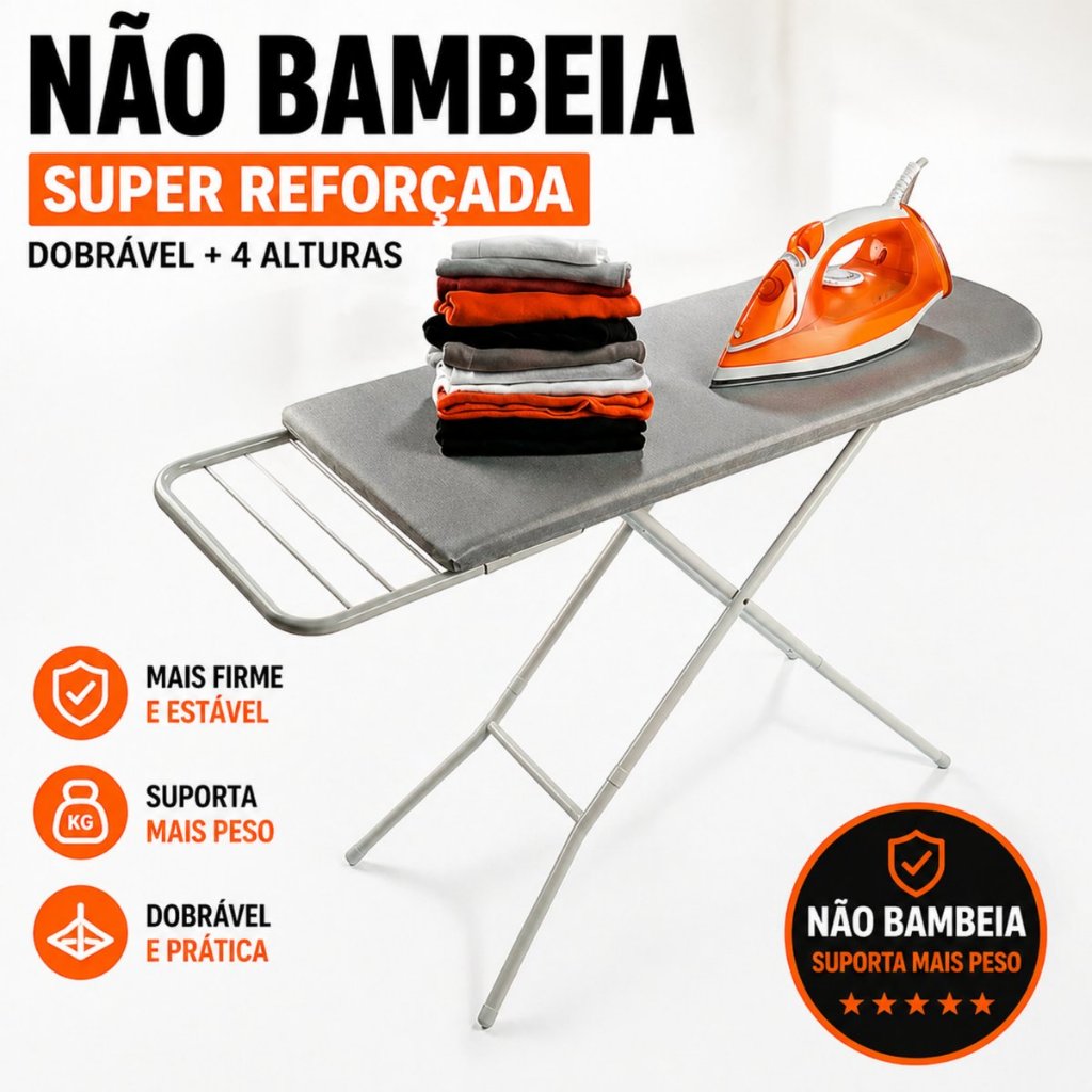 Tábua De Passar Roupa Reforçada Pés Dobráveis Com Forro Térmica em Oferta na Shopee