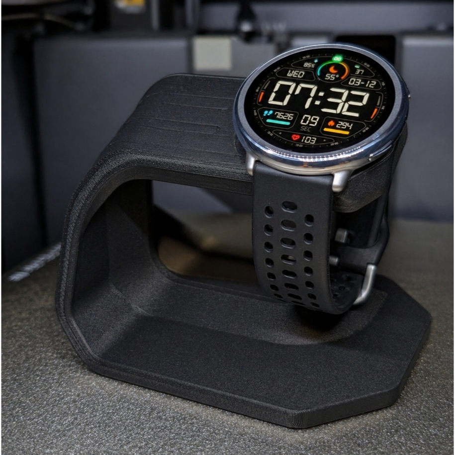 Suporte Carregador Amazfit Active 2 Base Dock 3D Organizador Mesa Preto Premium Compacto