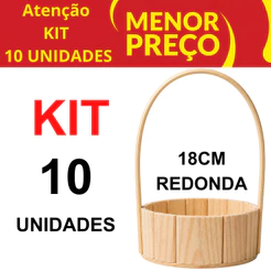 Kit 10 Cesta Redonda 18 Centímetros com alça