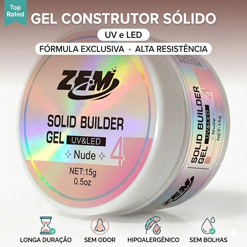 Gel Sólido De Alongamento Para Tips Powder Gel Cremoso 15g- zem Revestimento básico