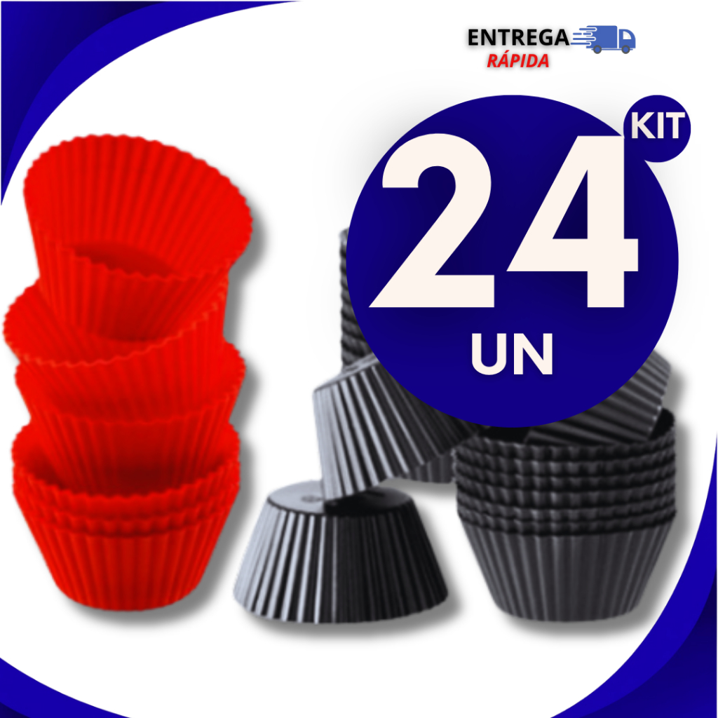 KIT  24 Forma Forminhas  Cupcake Silicone Air Fryer  Assadeira Muffin Mini Bolo Cozinha Perfeito