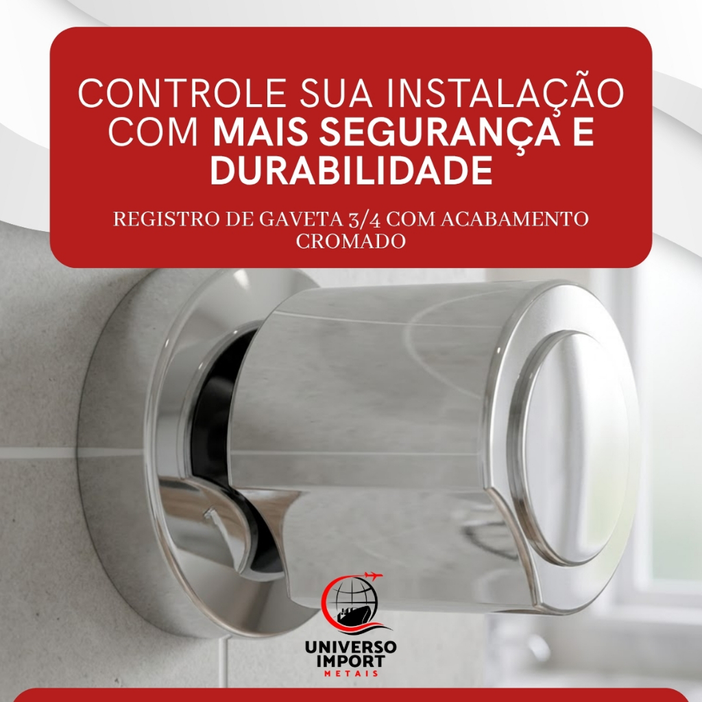 Registro Gaveta 3 4 DN20 Cromado C40 Deca Similar Manopla Metal Canopla Brilho Espelhado