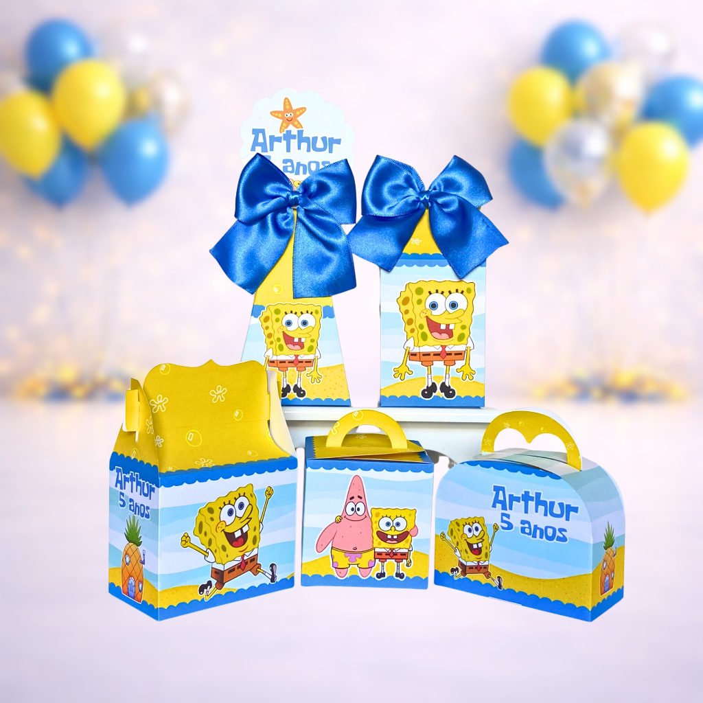 Kit Caixas Bob Esponja Menino / Personalizadas /  Festa Infantil / Aniversário