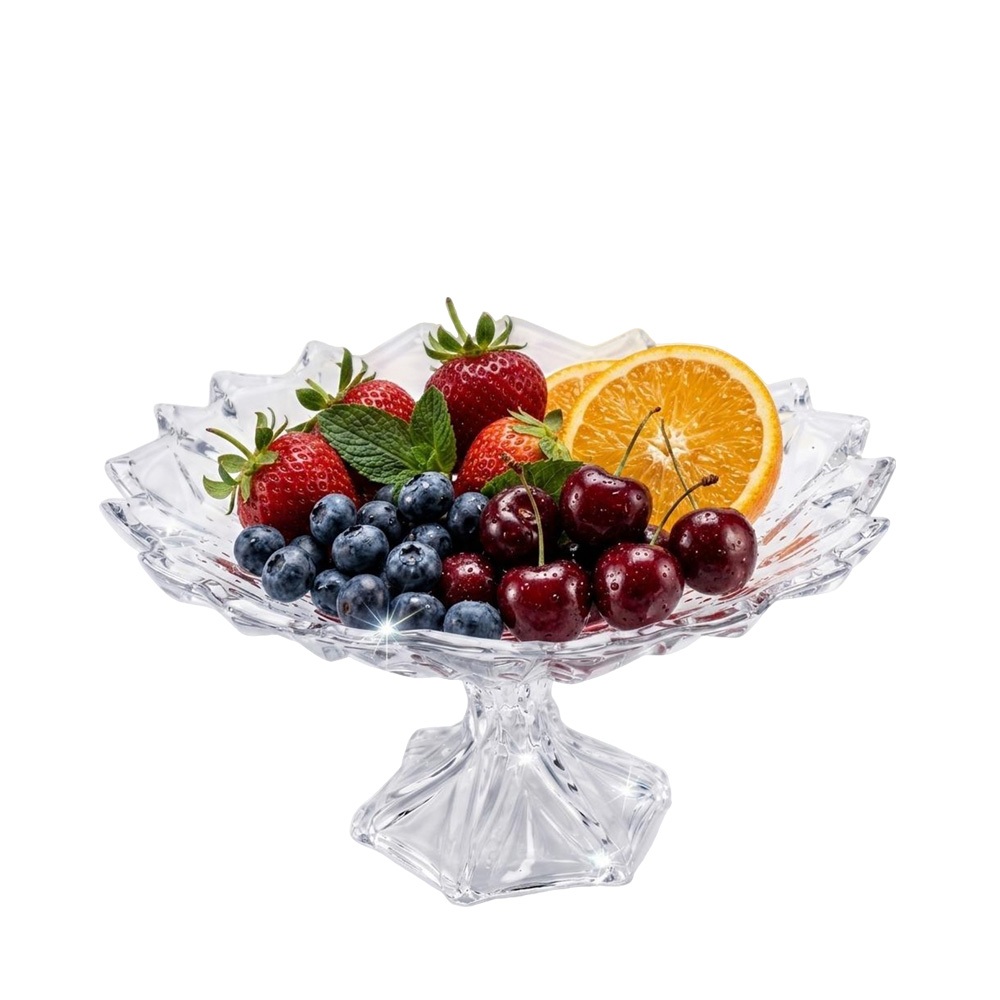 Fruteira Flower, Fruteira de Vidro com Pé, Fruteira Vidro de Mesa Decorativa 33cm – Ruvolo