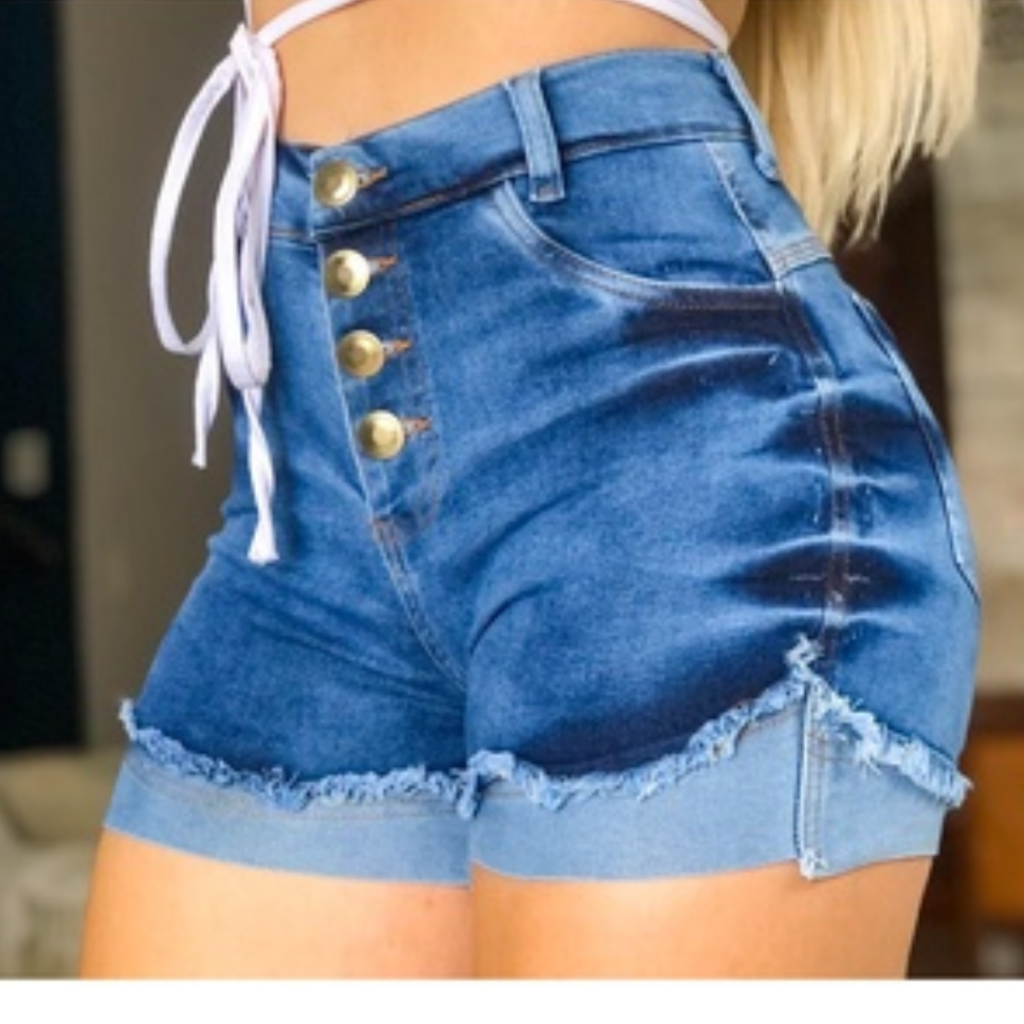 Bermuda Short Feminino Jeans Short Curto Jeans Feminino Jeans Luxo