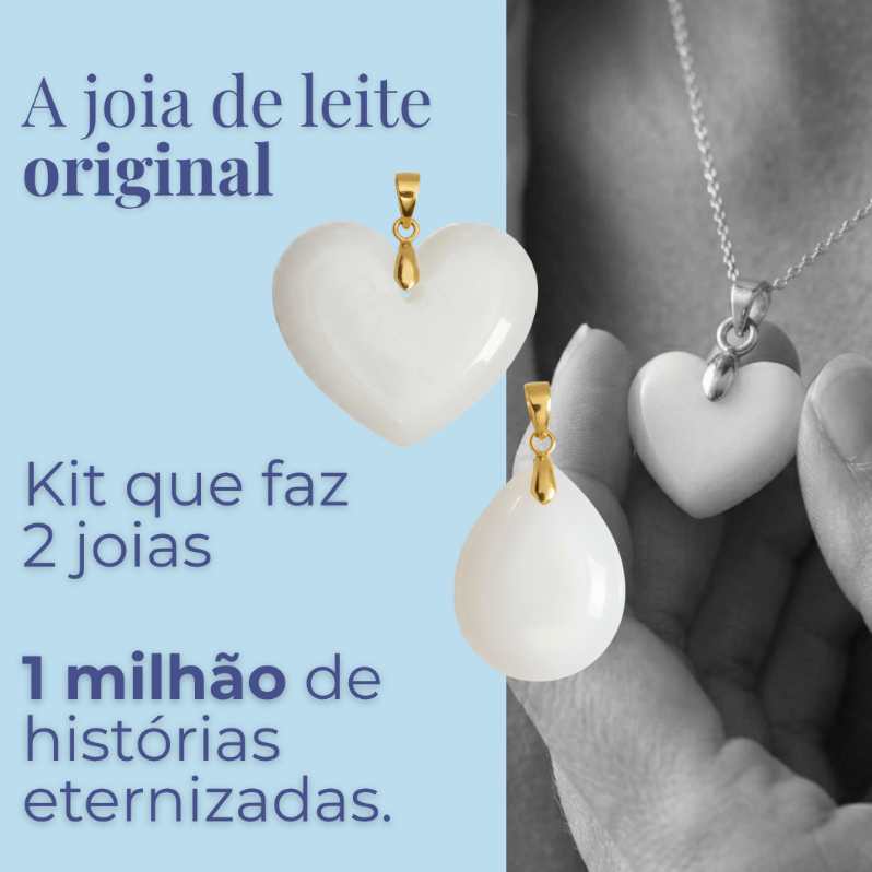 Pingente de Leite Materno Lackto | Kit para Fazer 2 Joias | Nova Mãe | Faça Você Mesma | Amor de leite