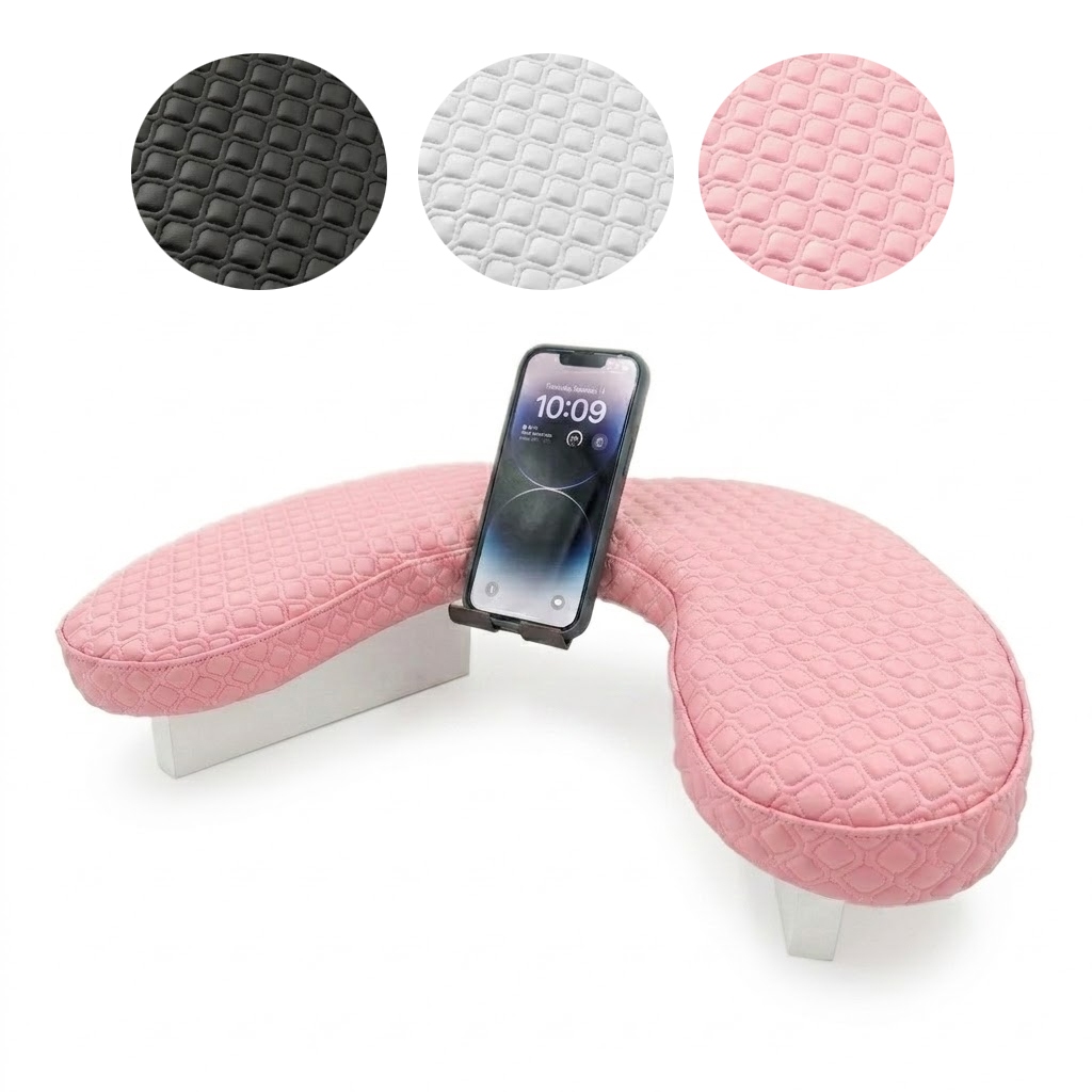 Suporte Apoio De Braço Mãos Manicure Almofada Ergonômica + Opcional Suporte De Celular